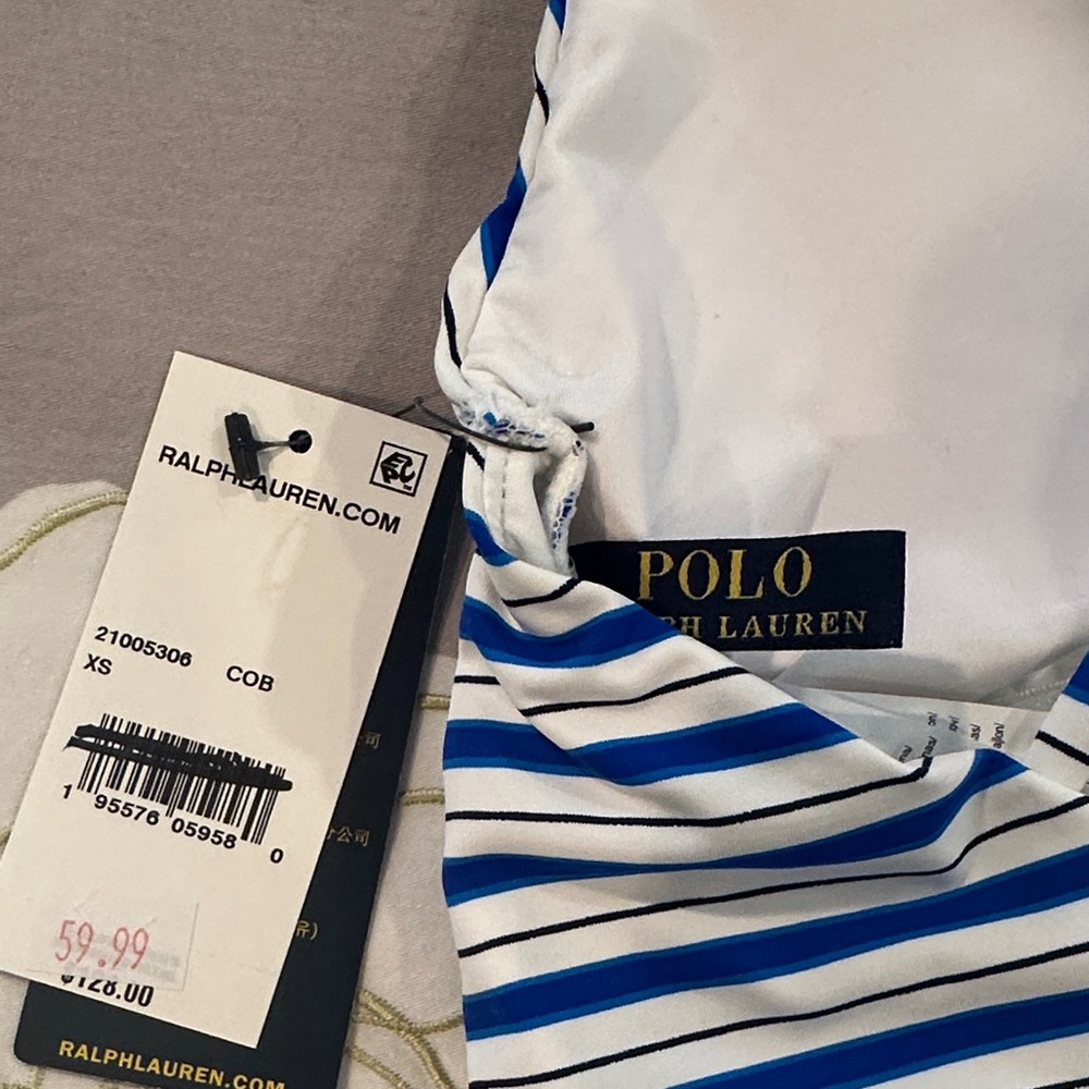 NWT- Ralph Lauren Blue and White Striped Swimwear- Size XS - Picture 4 of 5